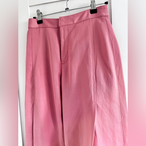CLUB MONACO Wide leg trousers Dusty Rose Split Leg Linen Blend Size 00 - Picture 5 of 9